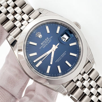 Stickered 2023 Rolex Datejust 41 126300 Blue Index Dial Steel Jubilee Watch Box/Papers/Tag