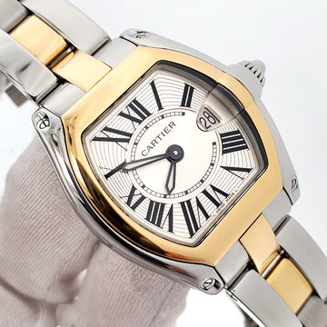 Cartier Roadster Yellow Gold/Steel Silver Roman Dial Ladies Watch 2675 W62026Y4