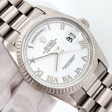 Rolex President Day-Date White Gold Roman Dial 36mm Watch 18239 Box Papers