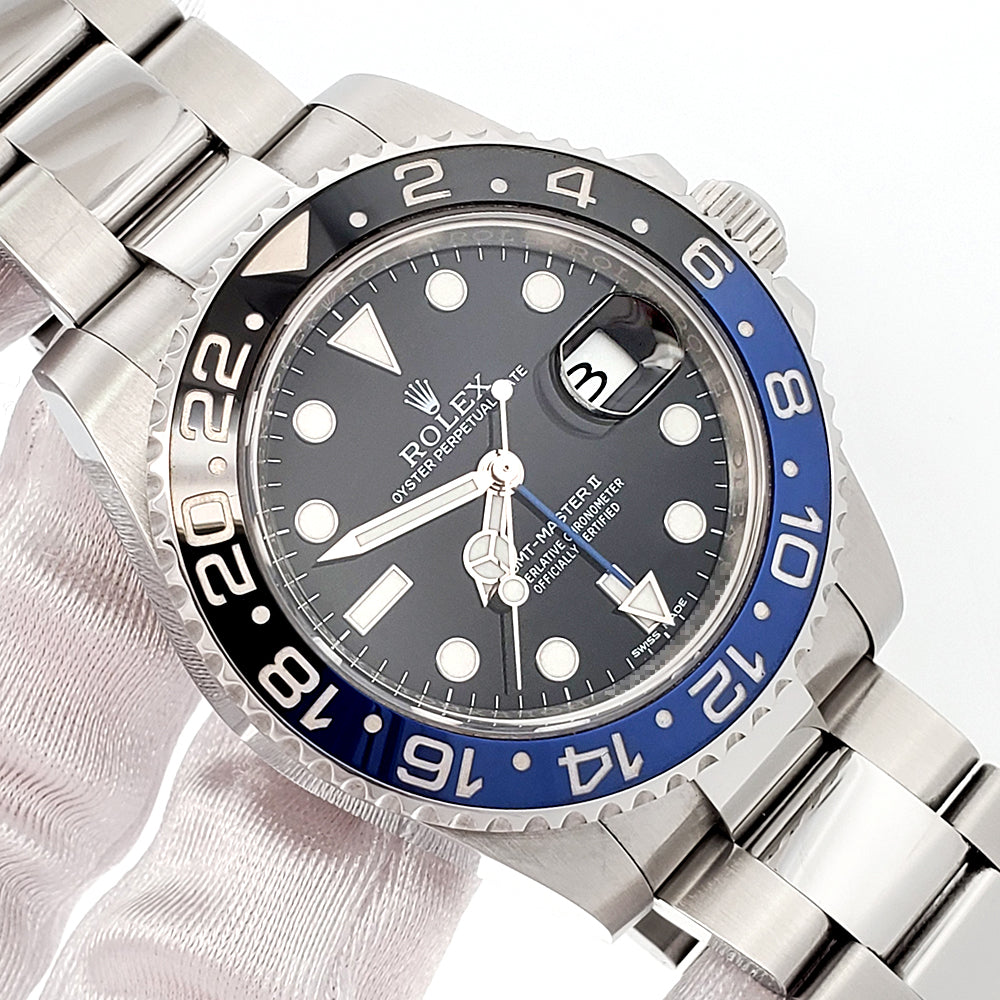Rolex GMT-Master II "Batman" Blue/Black Ceramic Bezel Steel Oyster 40mm Watch 116710BLNR Box/Papers/Tag