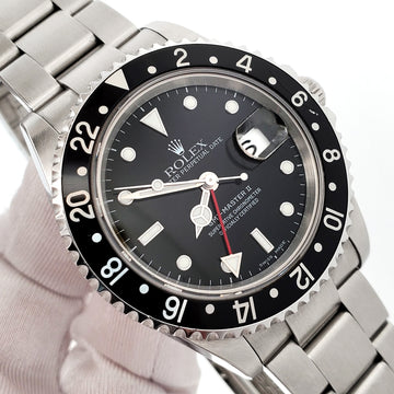 2004 Rolex GMT-Master II 40mm Black Dial/Bezel Steel Oyster Watch 16710 Box/Papers/Service Papers/Tag