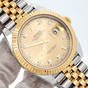 Rolex Datejust 41 126333 Factory Champagne Diamond 2-tone Yellow Gold/Steel Jubilee Watch Box/Papers/Tag
