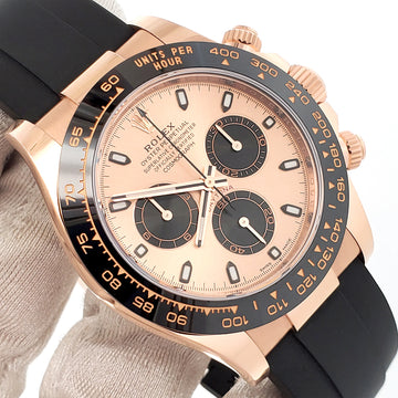 2020 Rolex Cosmograph Daytona 40mm Rose Dial Oysterflex Rubber Strap Everose Gold Watch 116515LN Box Papers