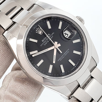 2019 Rolex Datejust 41mm Black Index Dial Steel Oyster Watch 126300 Box/Papers/Tag