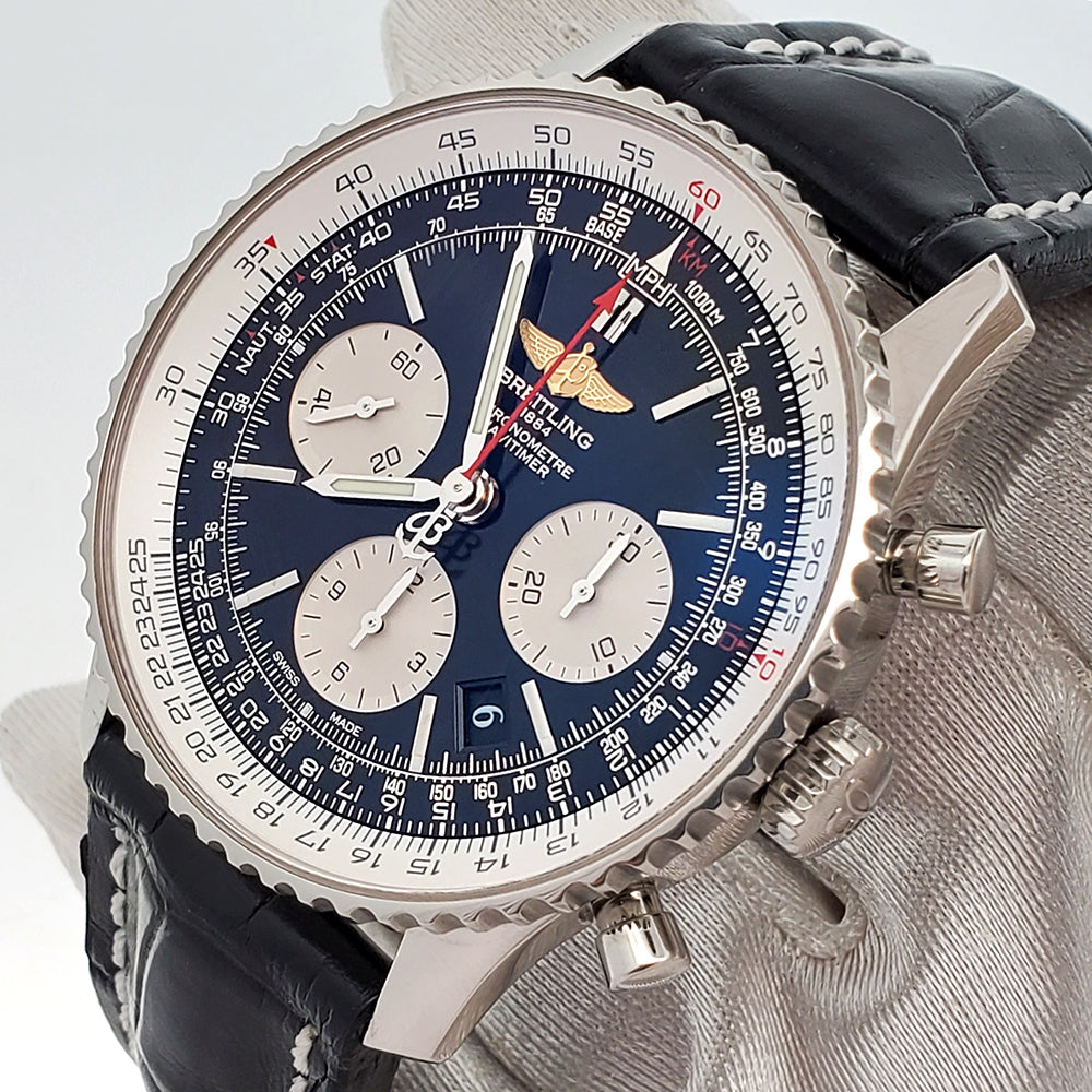 Breitling Navitimer 01 Chronograph 43mm Black Dial Steel Watch AB0120 Box Papers