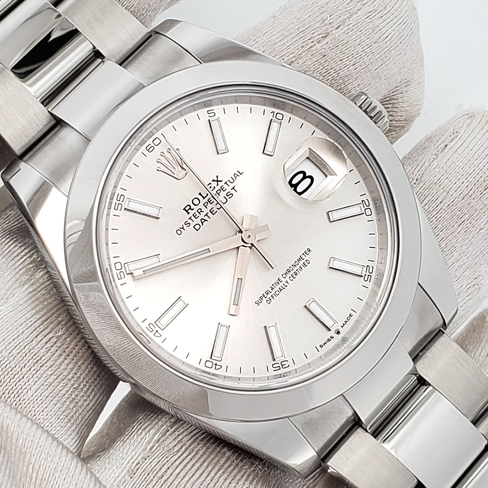 2025 Unworn Rolex Datejust 41 126300 Silver Index Steel Oyster Watch Box/Papers/Tag