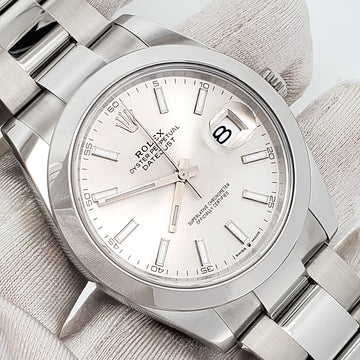 2025 Unworn Rolex Datejust 41 126300 Silver Index Steel Oyster Watch Box/Papers/Tag