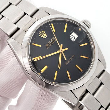 Rolex OysterDate Precision Steel Black Dial Vintage Watch 6694