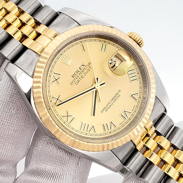 Rolex Datejust 36mm 116233 2-Tone Champagne Roman Dial Jubilee Watch Box Papers