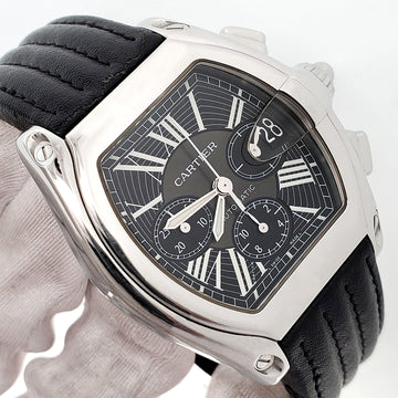 Cartier Roadster XL Chronograph 43mm Black Roman Dial Steel Watch 2618 W62019X6