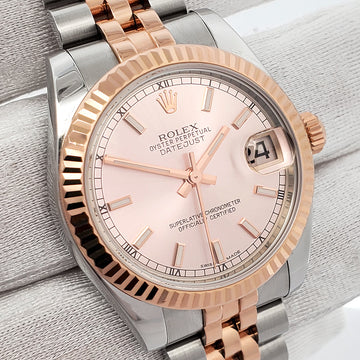 Rolex Datejust 31mm 2-tone 178271 Pink Index Dial Jubilee Watch Box Papers