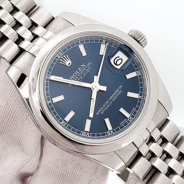 2019 Rolex Datejust 31mm Blue Index Steel Jubilee Watch 178240 Papers