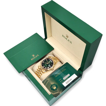 2025 Rolex Day-Date Green Ombre Dial President Yellow Gold 40mm Watch 228238 Box Papers
