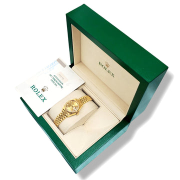 1993 Rolex President Datejust Factory Champagne Diamond Dial Yellow Gold Ladies 26mm Watch 69178 Box/Papers