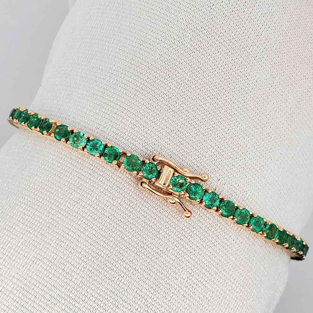 4ct Emerald 14k Yellow Gold 6.5" Tennis Bracelet