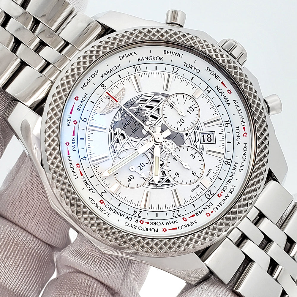 Breitling Bentley GMT B05 Unitime White Dial Mens 49mm Watch AB0521