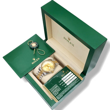 2010 Rolex Datejust 36mm Champagne Index 2-Tone Yellow Gold/Steel Jubilee Watch 116233 Box Papers