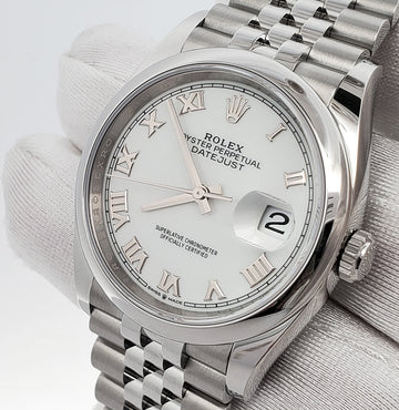 2022 Rolex Datejust 36mm 126200 White Roman Dial Steel Jubilee Watch Box Papers