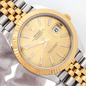 2022 Rolex Datejust 41 126333 Champagne Index 2-Tone Yellow Gold/Steel Jubilee Watch Papers/Tag