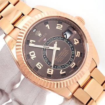 2016 Rolex Sky-Dweller 42mm Chocolate Arabic Dial Rose Gold Watch 326935 Box Papers