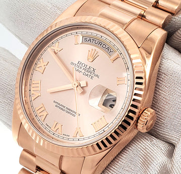 Rolex President Day-Date 18K Rose Gold 36mm 118235 Pink Roman Dial Watch