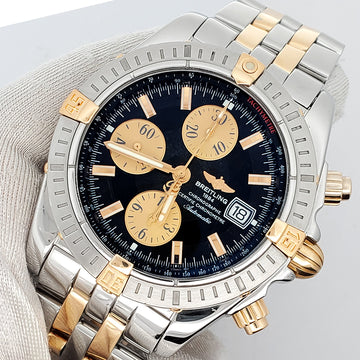 Breitling Chronomat Evolution Chronograph 44mm Black Dial 2-Tone Watch B13356