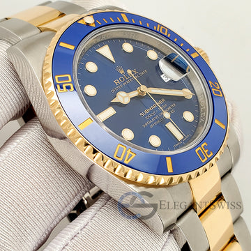 Rolex Submariner 40mm 116613LB Yellow Gold/Steel Blue Dial Watch Box Papers