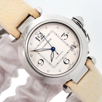 Cartier de Pasha C Silver Concentric Dial Steel 35mm Watch 2324 W31074M7