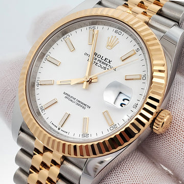 2022 Rolex Datejust 41 126333 White Index 2-tone Yellow Gold/Steel Jubilee Watch Box Papers