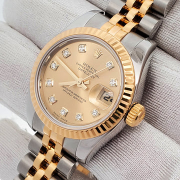 Rolex Datejust 26mm 179173 Factory Champagne Diamond 2-tone Yellow Gold/Steel Jubilee Watch