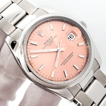 2011 Rolex Oyster Perpetual Date 34mm 115200 Salmon Index Steel Oyster Watch Box Papers