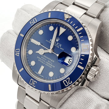 Rolex Submariner Smurf Date White Gold Ceramic Bezel Blue Dial 40mm Watch 116619 Box/Papers Serviced in 2020