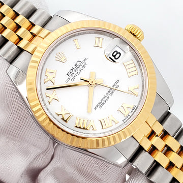 2017 Rolex Datejust White Roman 2-tone Yellow Gold/Steel Jubilee 31mm Watch 178273 Box Papers