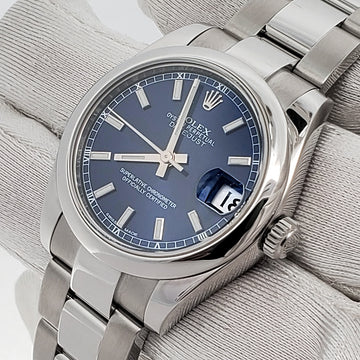 Rolex Datejust 31mm Blue Index Steel Oyster Watch 178240 Box Papers