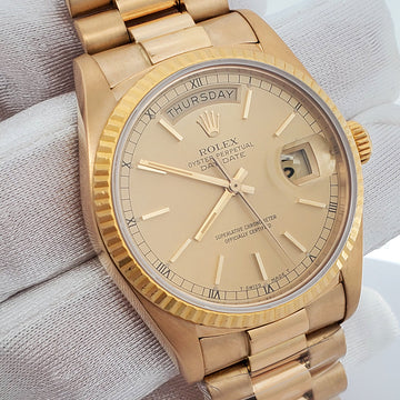 Rolex President Day-Date 36mm Champagne Index Dial Yellow Gold 18038 Watch