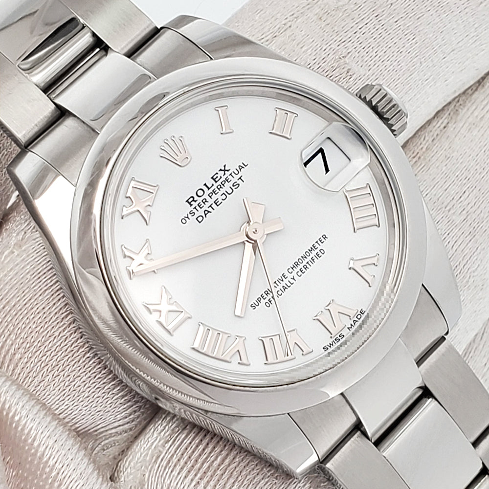 Rolex Datejust 31mm White Roman Dial Steel Oyster Watch 178240 Box Papers