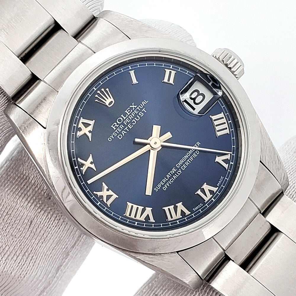 Rolex Datejust 31mm Blue Roman Steel Oyster Watch 78240 Papers/Tag