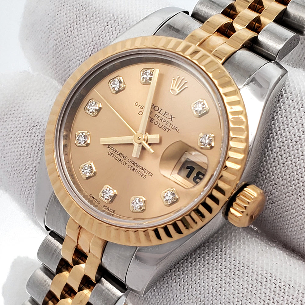 Rolex Datejust 26mm 179173 Factory Champagne Diamond 2-tone Yellow Gold/Steel Jubilee Watch