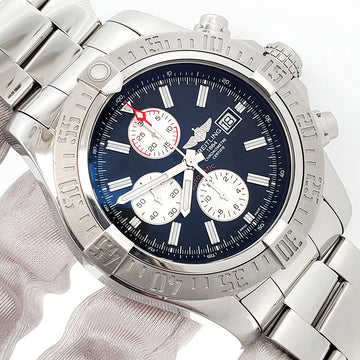 Breitling Super Avenger II Chronograph Black Index Steel 48mm Watch A13371 Box Papers