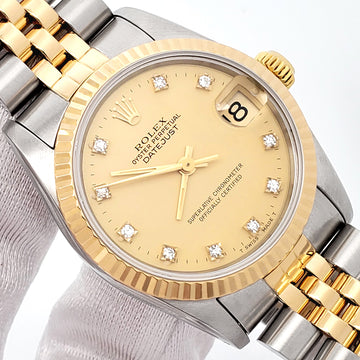 Rolex Datejust 31mm 2-Tone Factory Champagne Diamond Dial Jubilee Watch 68273