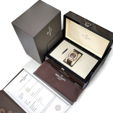 Patek Philippe Nautilus 5980R Chronograph Rose Gold 40mm Watch Box Archives Papers