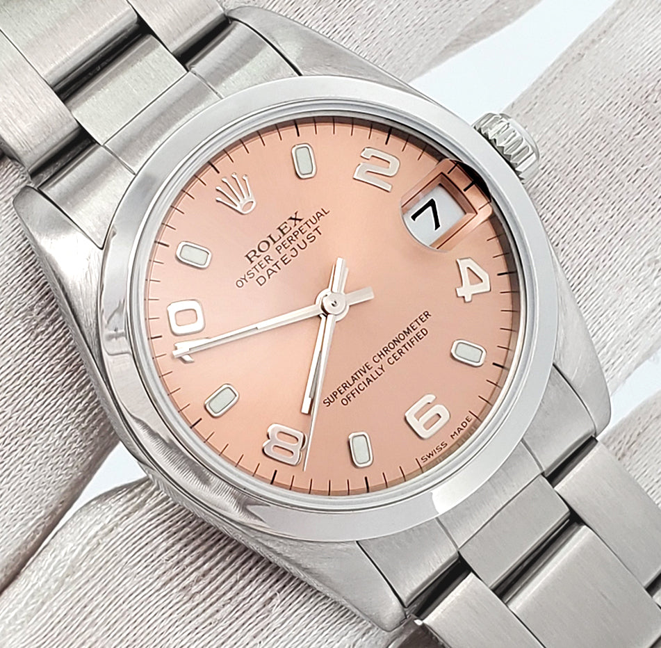 Rolex Datejust Midsize Salmon Index Arabic Steel 31mm Watch 78240