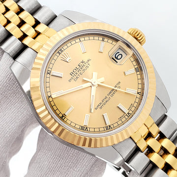 2015 Rolex Datejust 31mm Champagne Index 2-tone Yellow Gold/Steel Jubilee Watch 178273 Papers