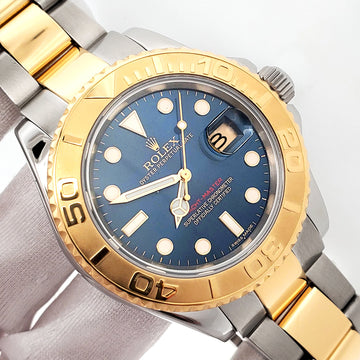 2009 Rolex Yacht-Master Blue Dial Yellow Gold/Steel 40mm Watch 16623 Box Papers
