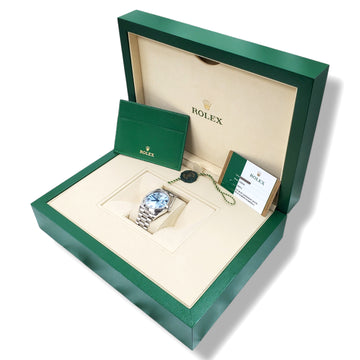 2018 Rolex Day-Date 40 Ice Blue Quadrant Motif Roman Dial Platinum 40mm Watch 228206 Box Papers