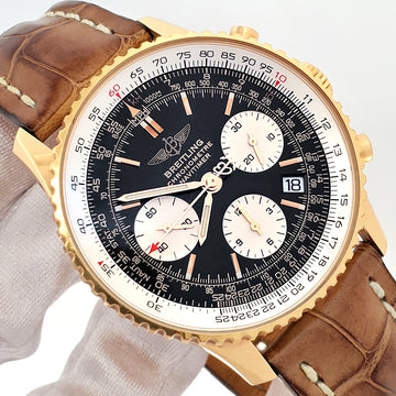 Breitling Limited Edition Navitimer 18k Rose Gold Black Dial Mens 42mm Watch R23322