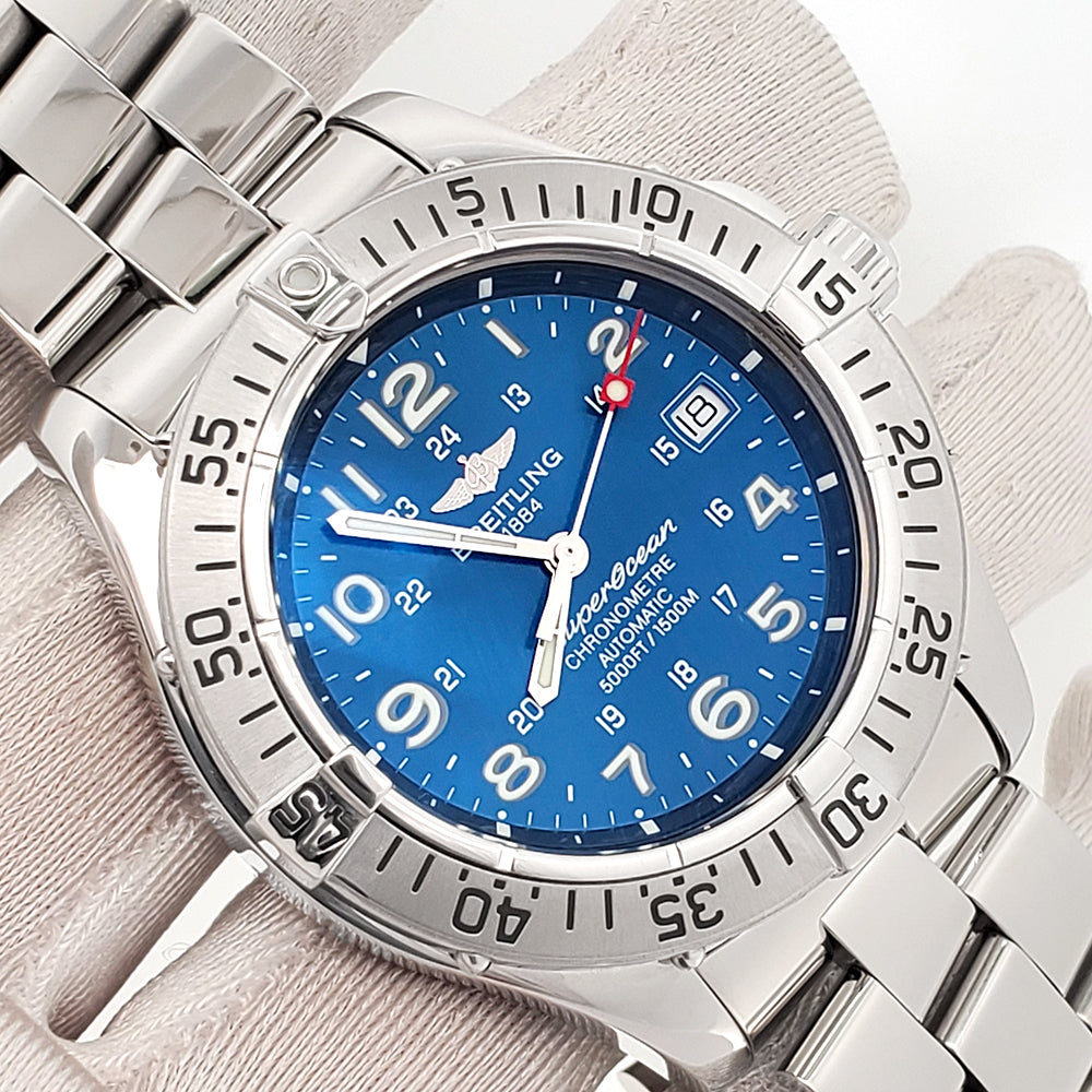 Breitling Superocean Steelfish 42mm Blue Arabic Dial Steel Mens Watch A17360