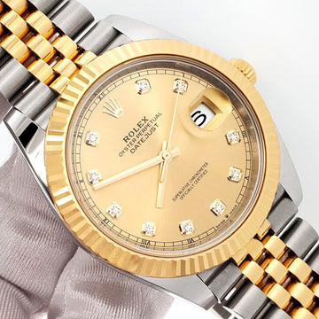 2019 Rolex Datejust 41 126333 Factory Champagne Diamond 2-tone Yellow Gold/Steel Jubilee Watch Box/Papers/Tag