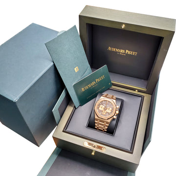 Audemars Piguet Royal Oak Chronograph 41mm 26331OR Chocolate Dial Rose Gold Watch Box Papers