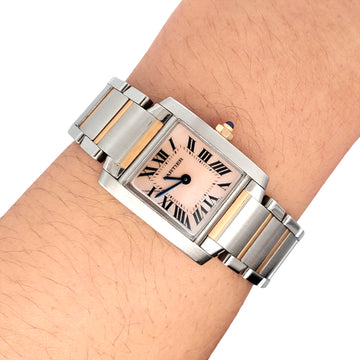 Cartier Tank Francaise 20mm Pink Mother of Pearl 2-tone Yellow Gold/Steel Watch 2384 W51007Q4